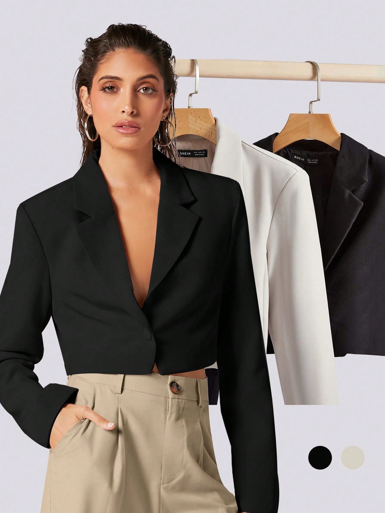 BIZwear Single Button Crop Blazer Workwear