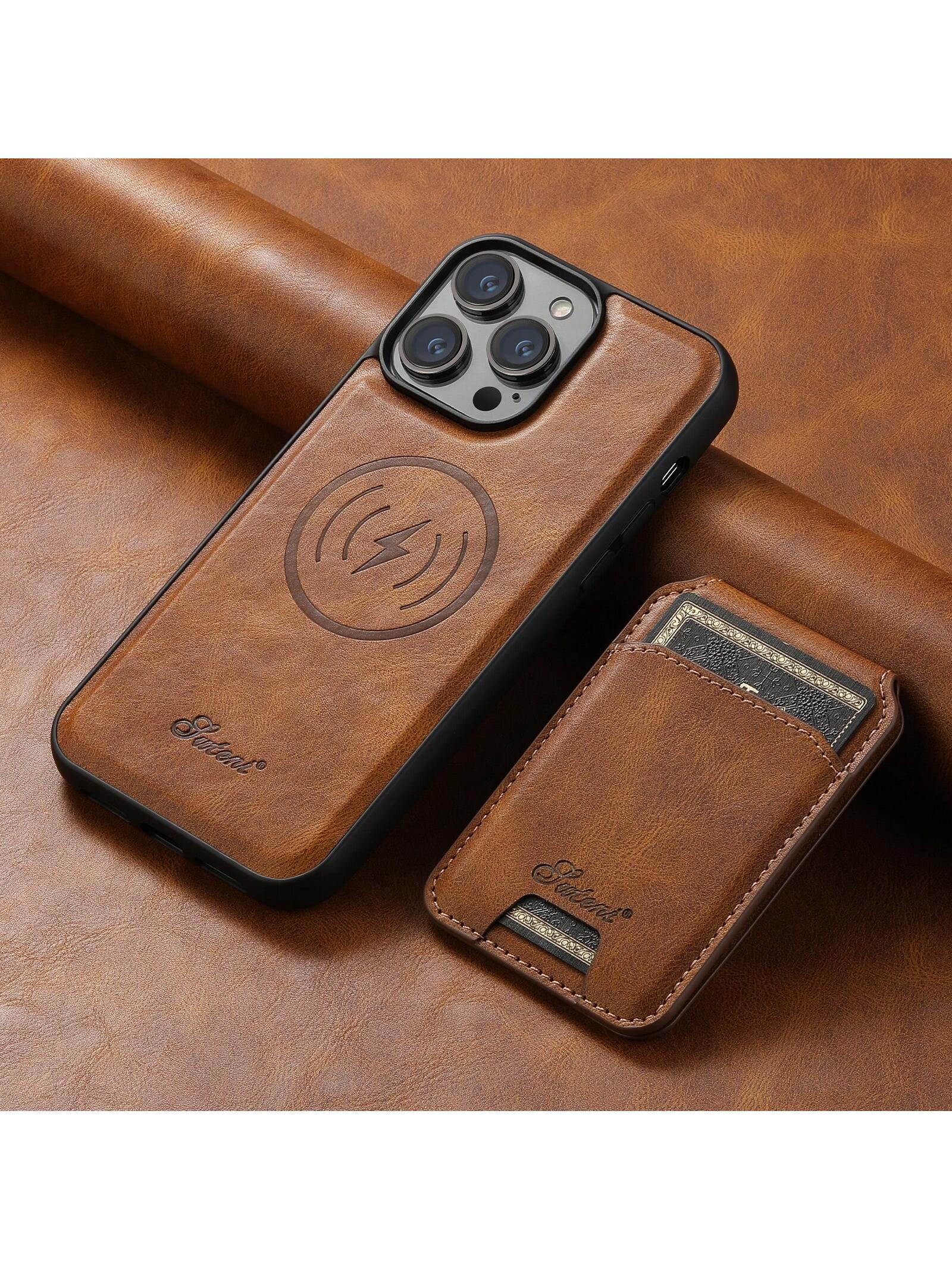 Black Pu Leather Detachable 2-In-1 Phone Case With Card Slot And Compatible With Magsafe Wireless Charging, Compatible With IPhone 15 Pro Max 14 Plus13 12 / Pixel 8 Pro 7 6 / Samsung Galaxy S24 Ultra 23 22 Note 20