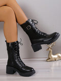 European And American Minimalist Fashion Autumn And Winter New Style Western Thick Medium Heel Short Boots