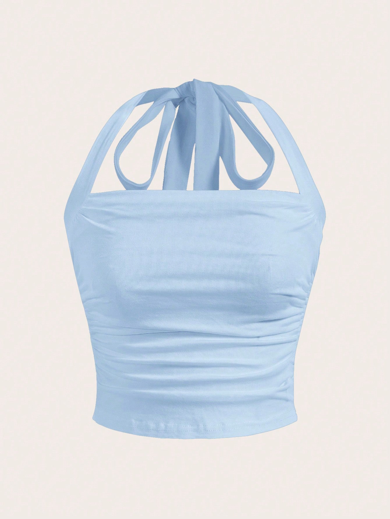 Summer Outfits Solid Ruched Halter Top