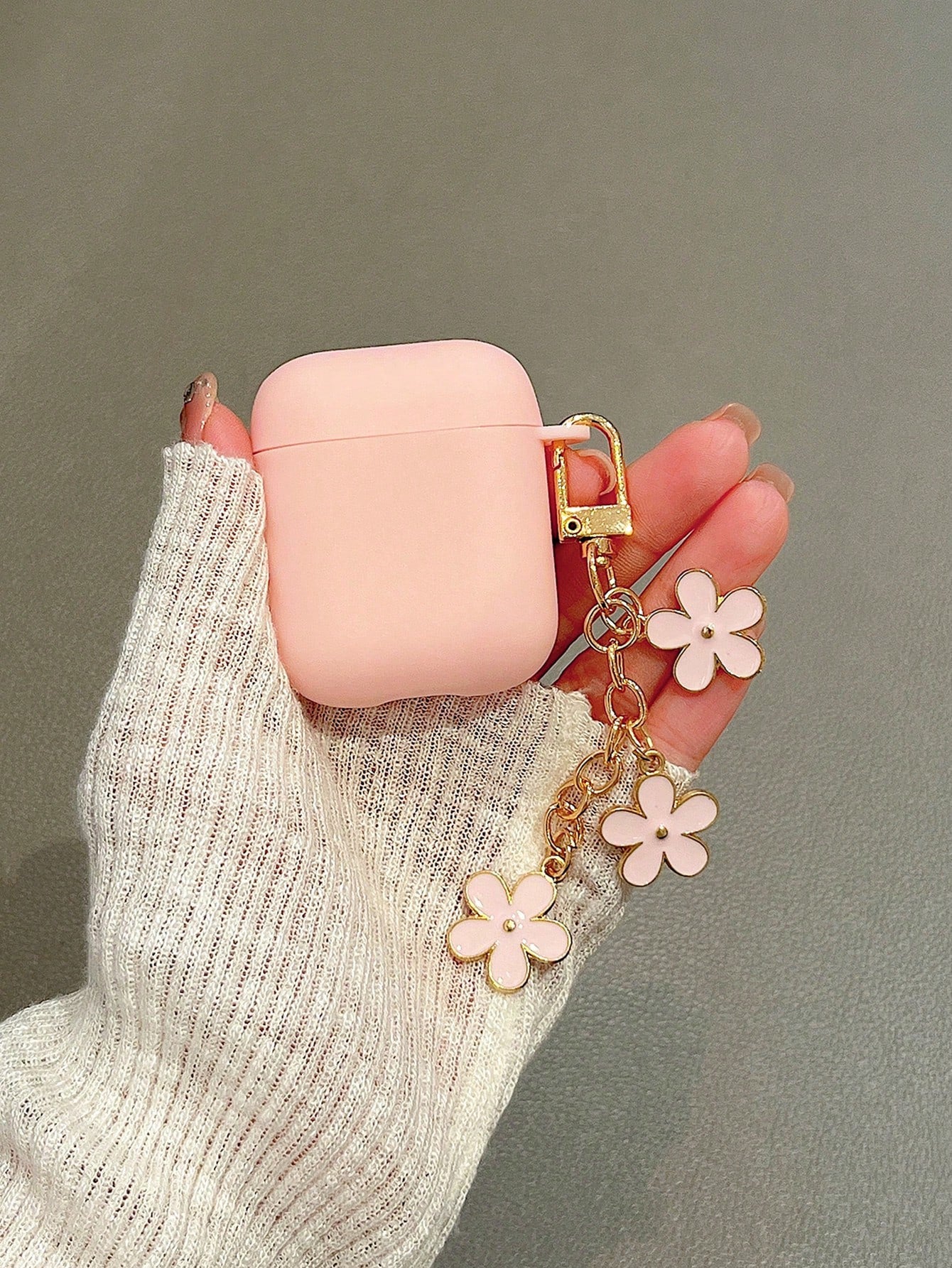 Minimalist Alloy Double-Sided Flower Keychain Apple Tpu Anti-Fall Earphone Protective Cover For AirPods1/2 AirPods Pro