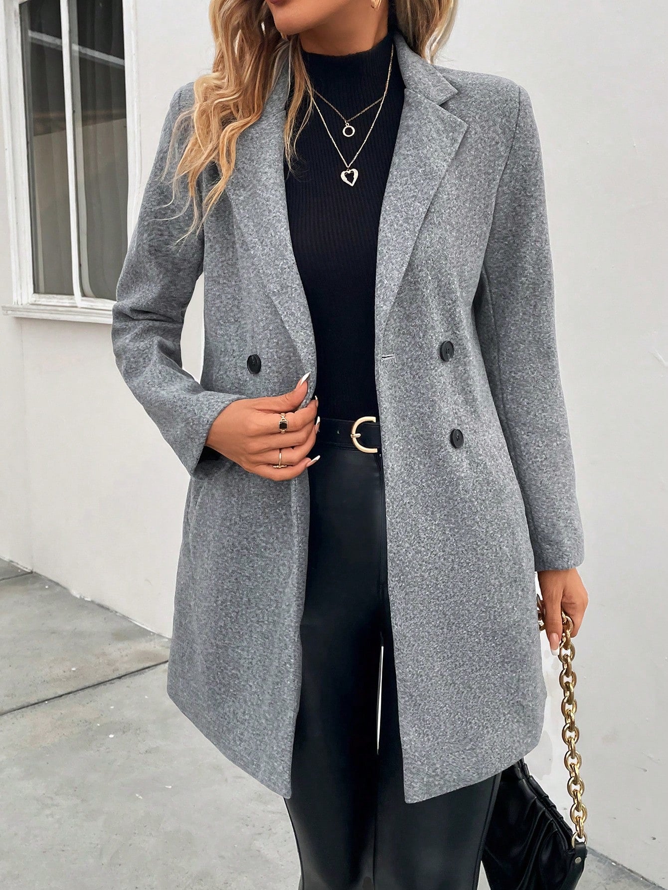 Lapel Neck Double Breasted Overcoat