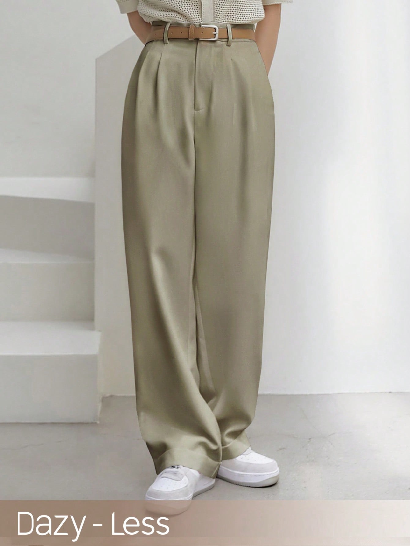 Dazy-Less Solid Slant Pocket Straight Leg Suit Pants Without Belt