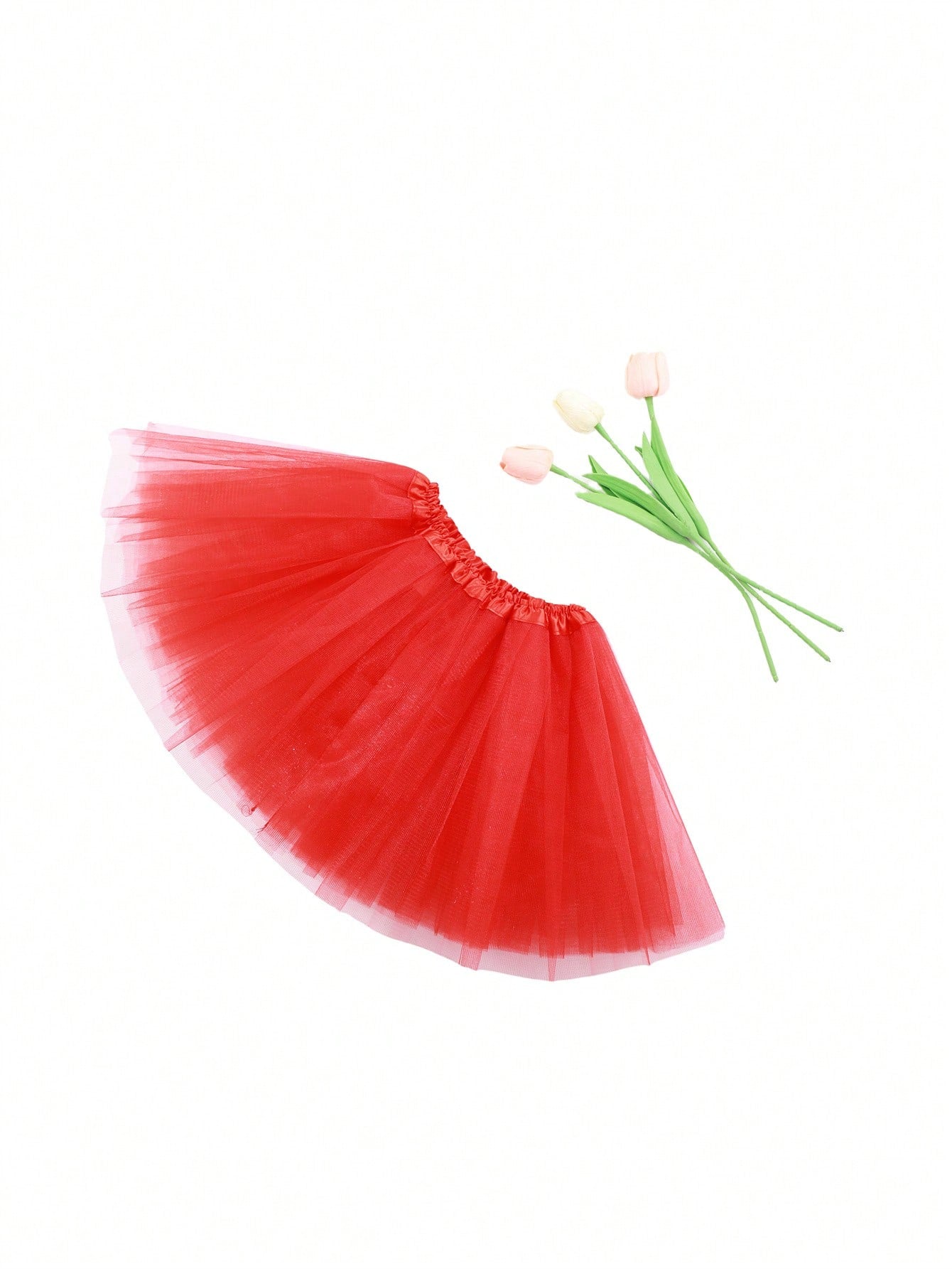 Young Girl Solid Color Mesh Tutu Skirt Casual Versatile Style Suitable For Stage Performances