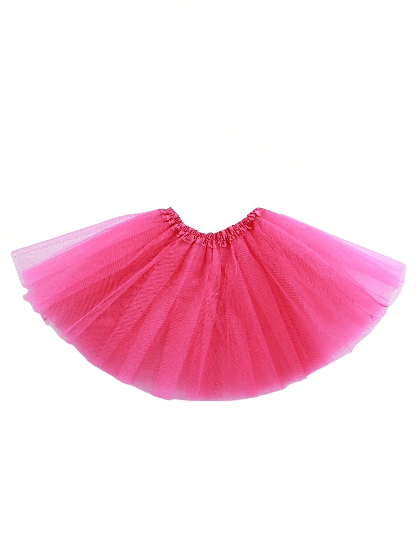 Young Girl Solid Color Tutu Skirt With Mesh Fabric, Suitable For Casual And Stage Performance