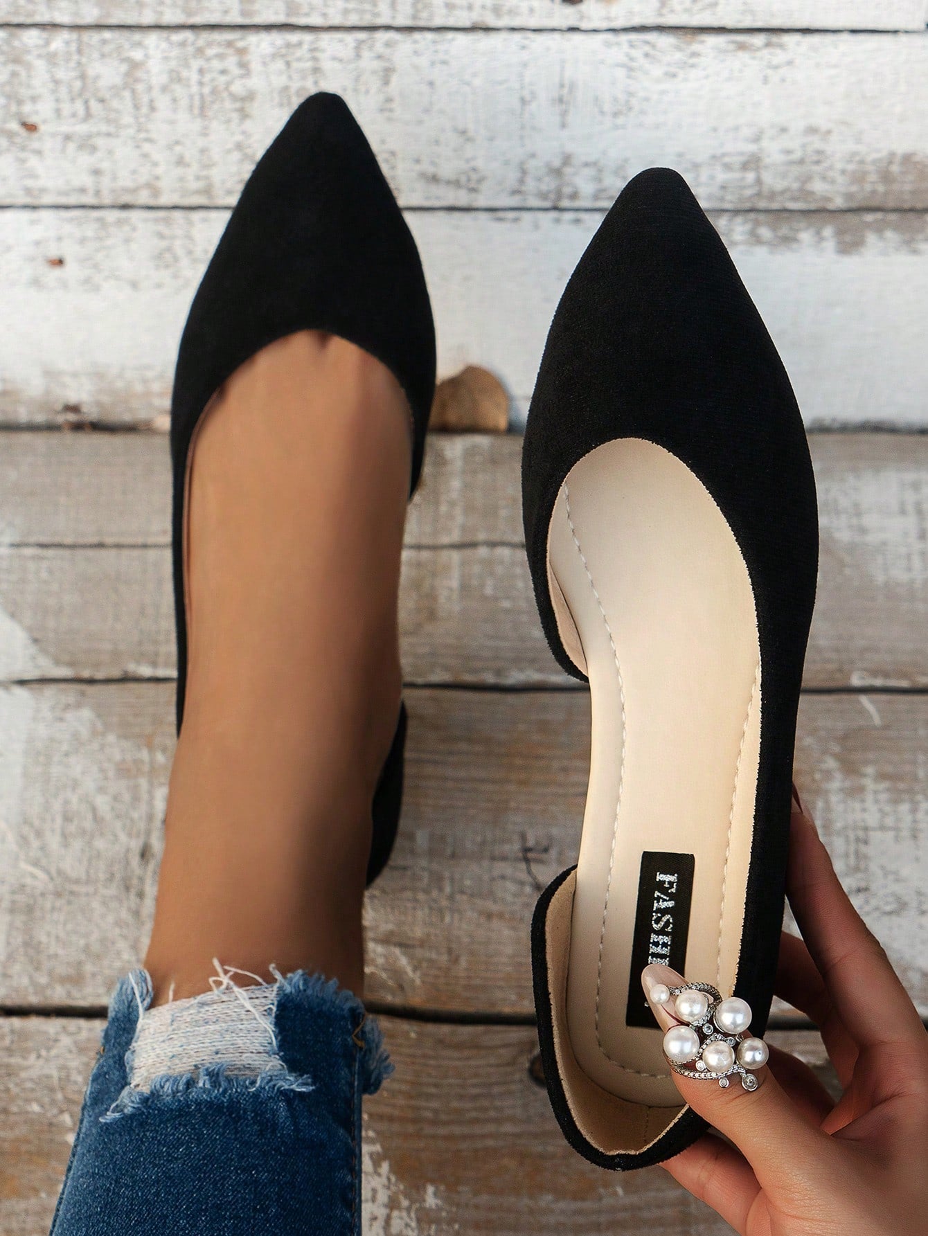 Fashionable Colored Women's Spring & Autumn Pointed Toe Slip-On Flat Shoes, Breathable & Comfortable Hollow-Out Shoes For Work, Parties, Shopping, Students, And Elegant Style