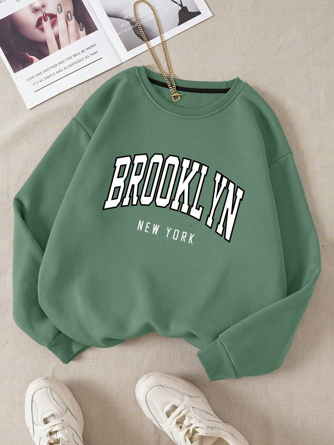 Qutie Letter Graphic Thermal Lined Sweatshirt