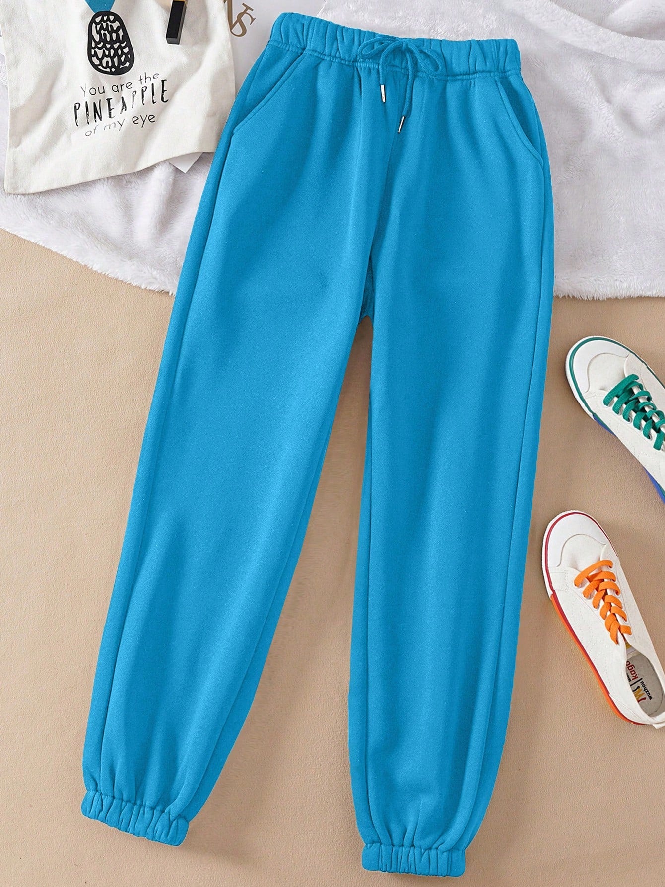Solid Drawstring Waist Sweatpants
