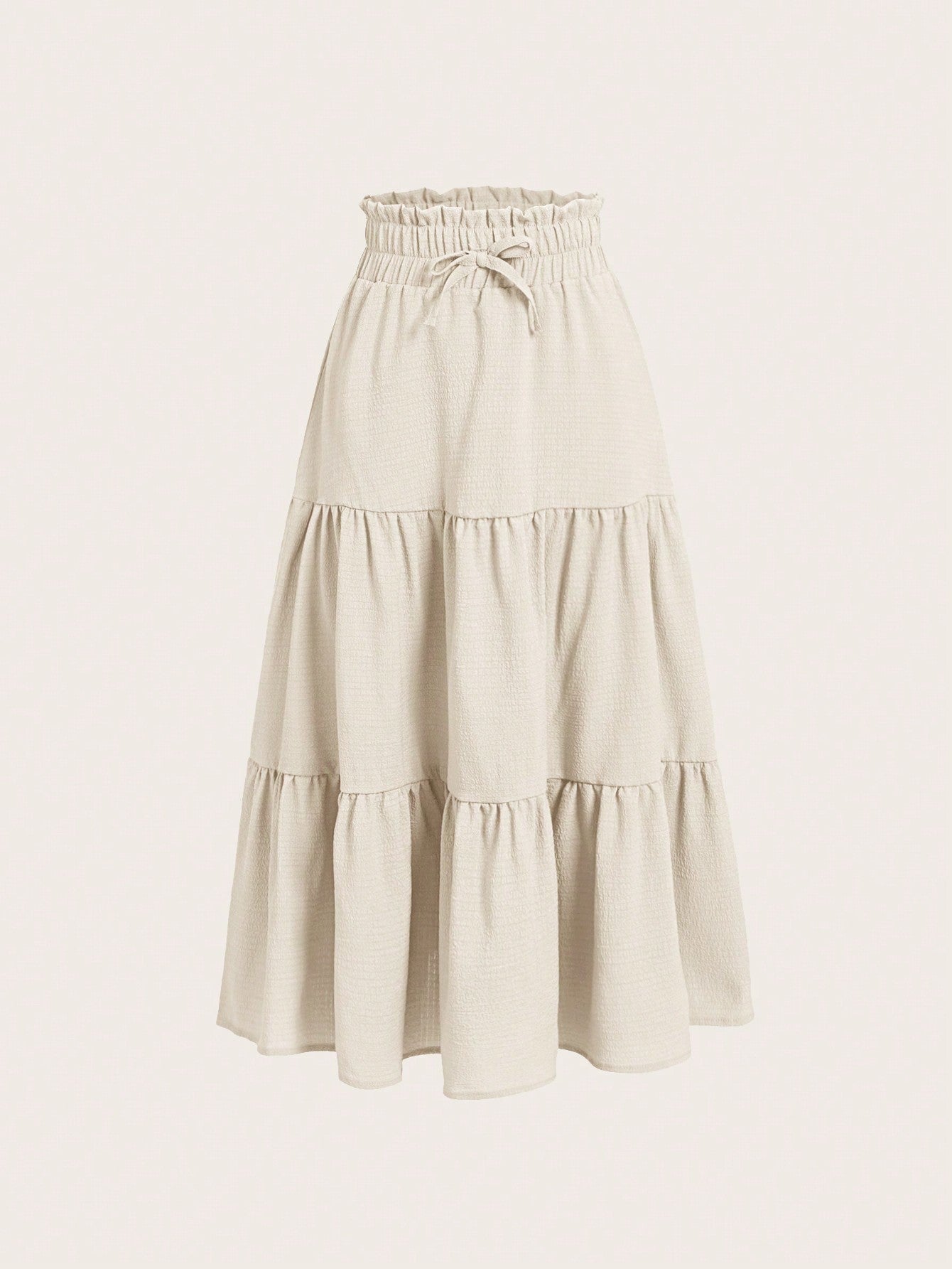 Tween Girl Paperbag Waist Ruffle Hem Knot Front Skirt