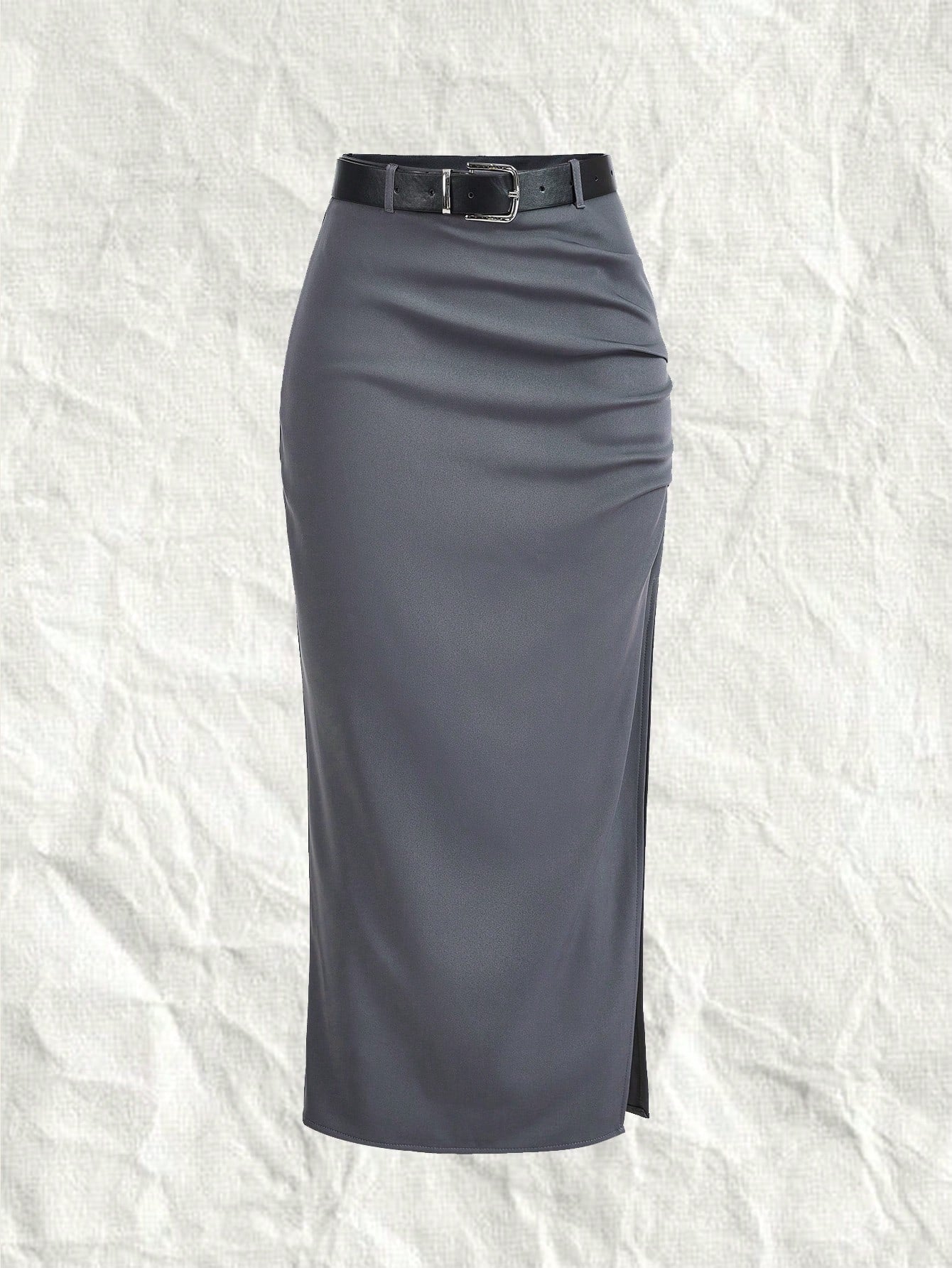 Plus Split Thigh Belted Skirt