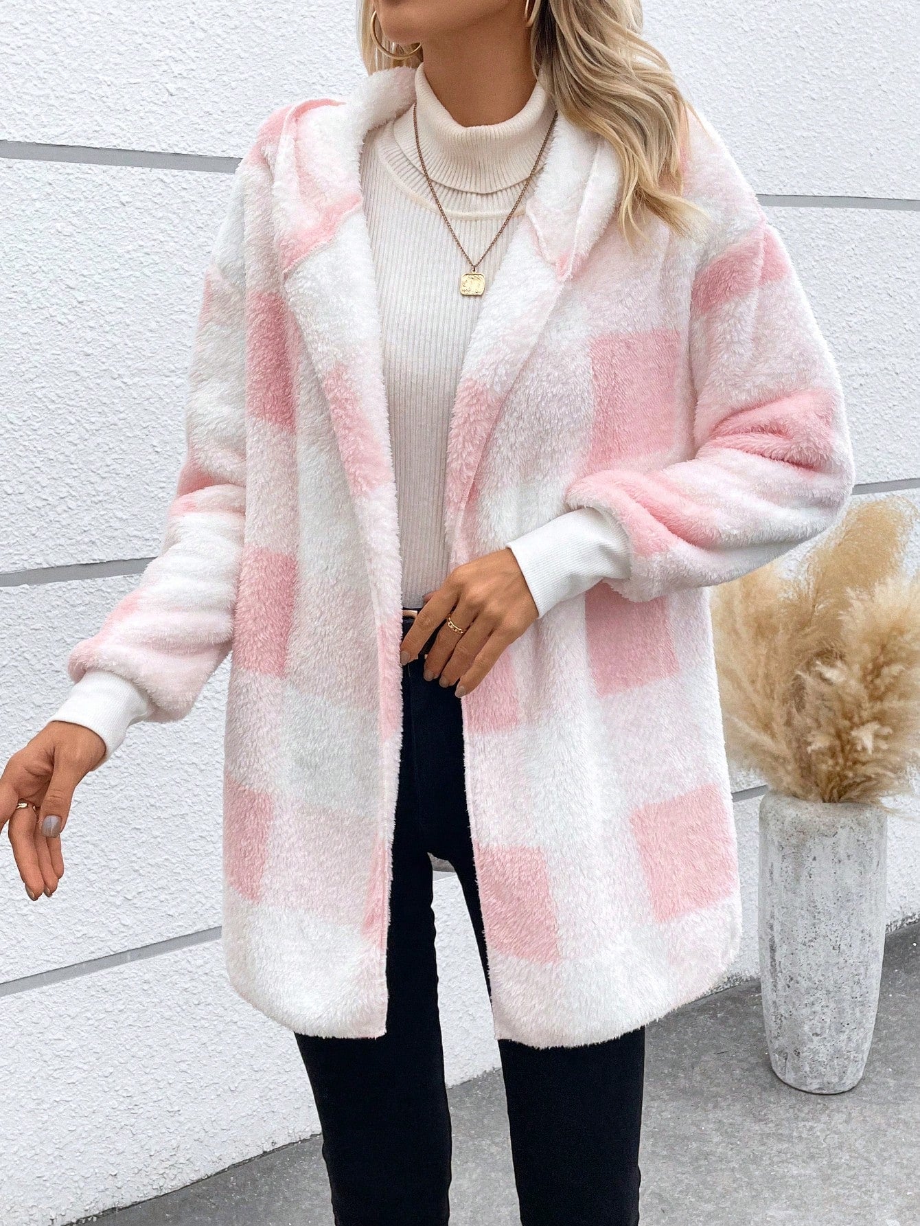 Buffalo Plaid Hooded Teddy Coat