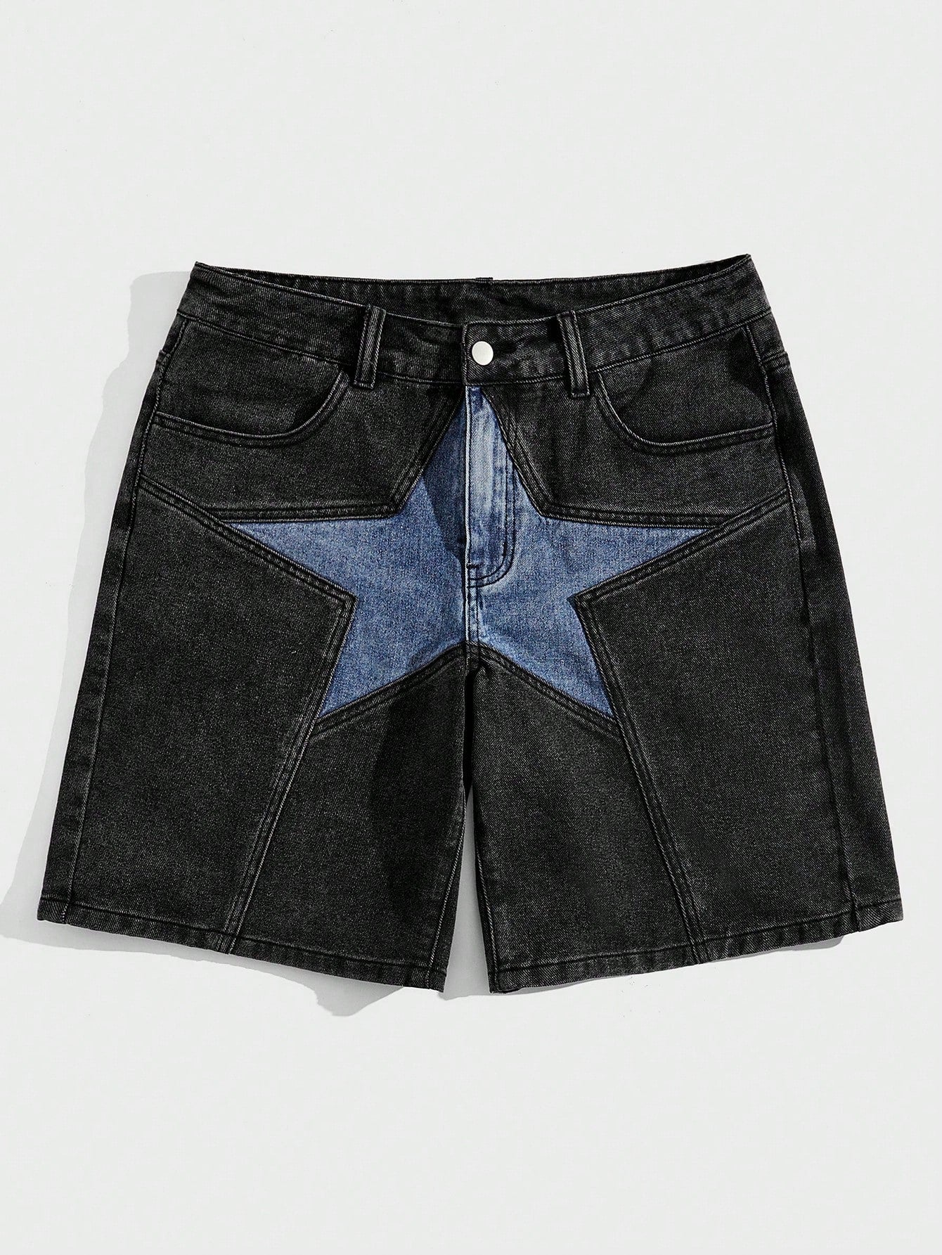 Men Star Print Denim Shorts