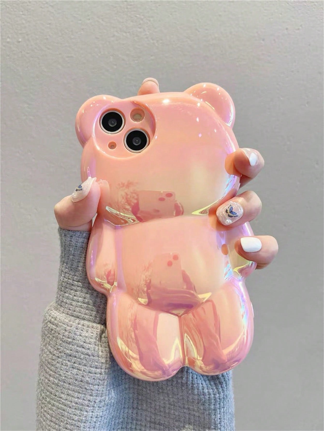 Personalized Cute Holographic 3d Bear Phone Case Compatible With Iphone 14 Pro Max, Iphone 13, Iphone 12 Pro, Iphone 11, Soft Case