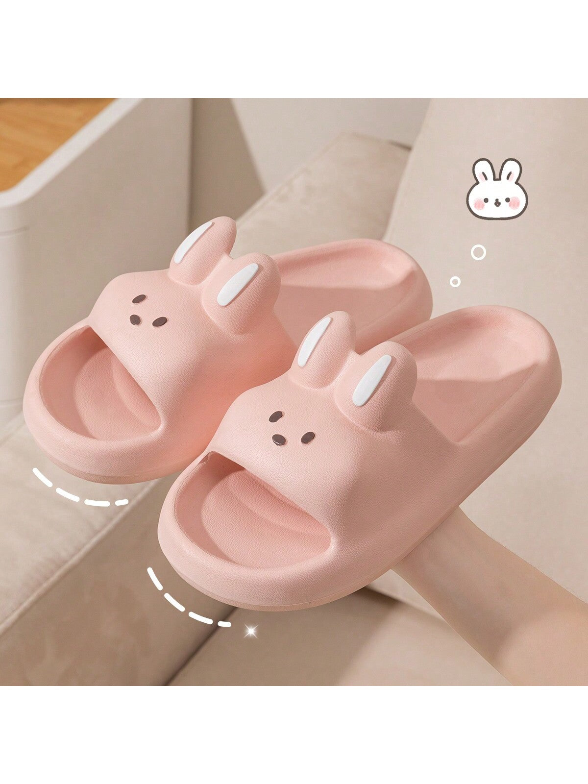 2024 Summer New Arrivals Eva Cute Bunny Pink Women's Slippers, Anti-Skid, Breathable, Comfortable And Integrally Formed