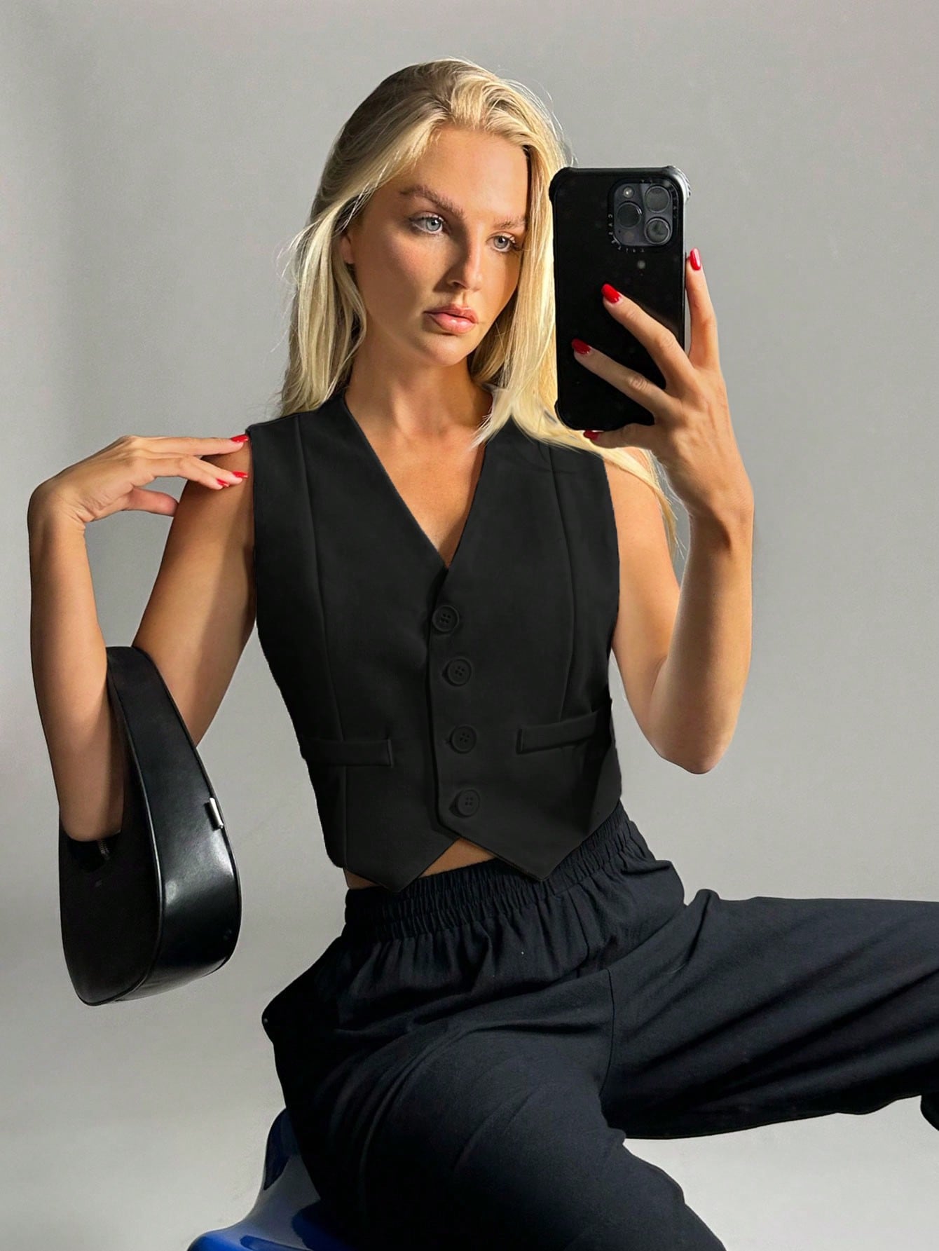 Solid Button Front Waistcoat