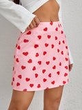 Women's Full Print Heart Pattern Skirt
