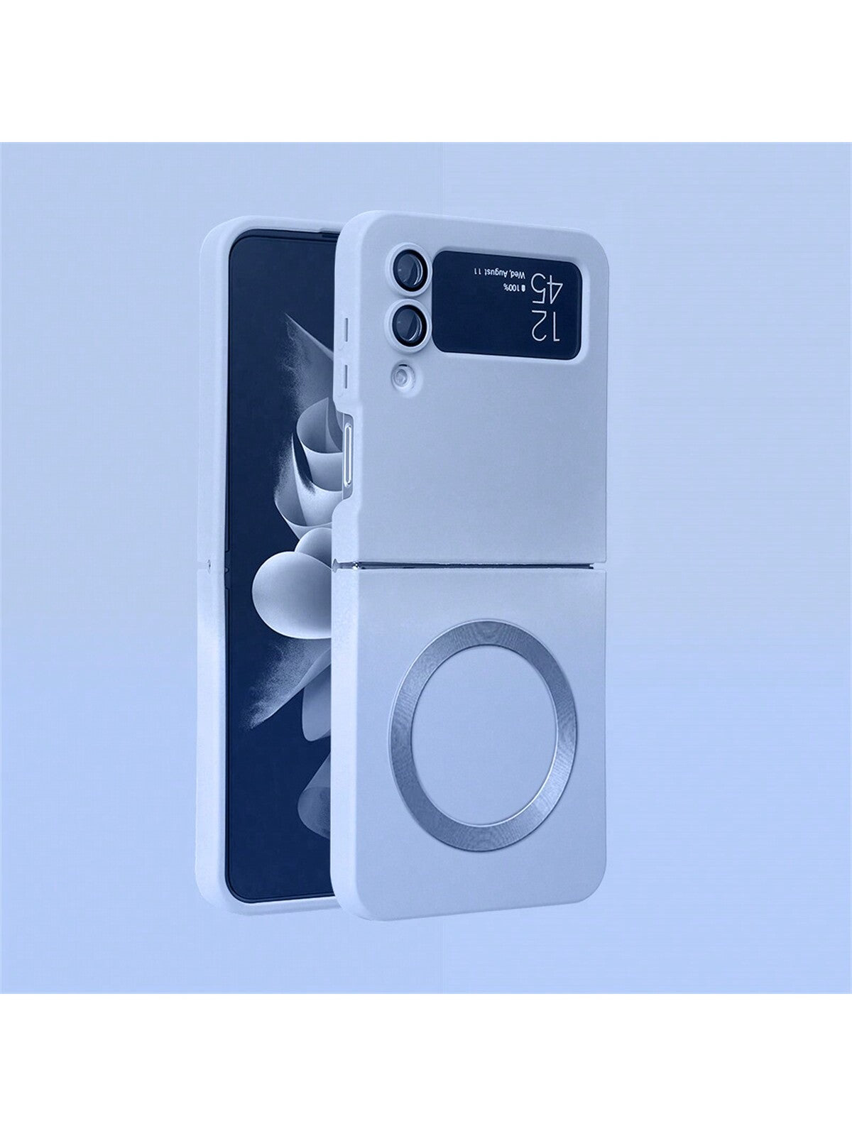 Black Cosmic Magnetic Metal Paint & Silicone Anti-Drop Matte Lens Protected Non-Yellowing Phone Case Compatible With Samsung Galaxy Z Flip 6/Z Flip 5/Z Flip 4/Z Flip 3