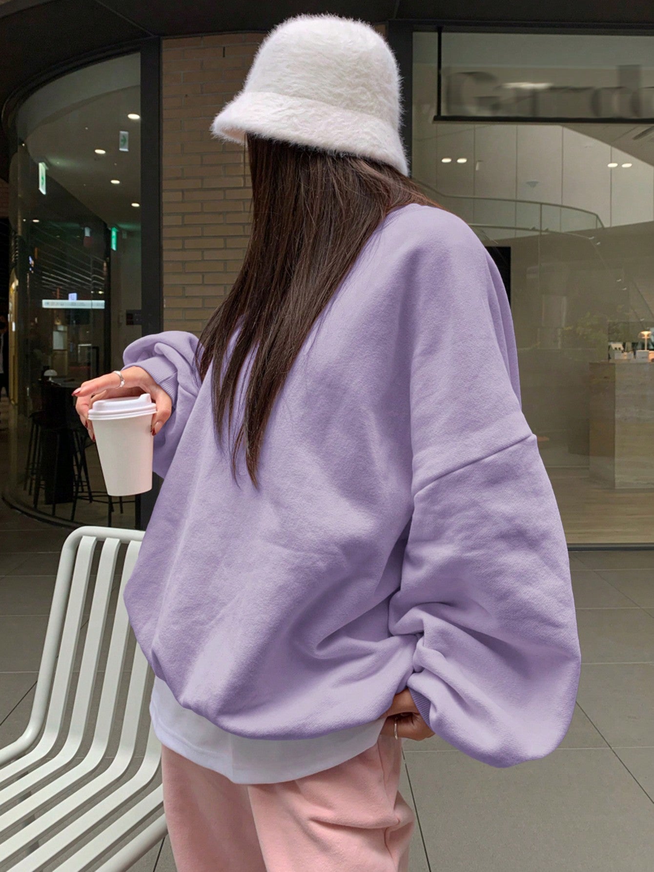DAZY Solid Drop Shoulder Oversized Pullover