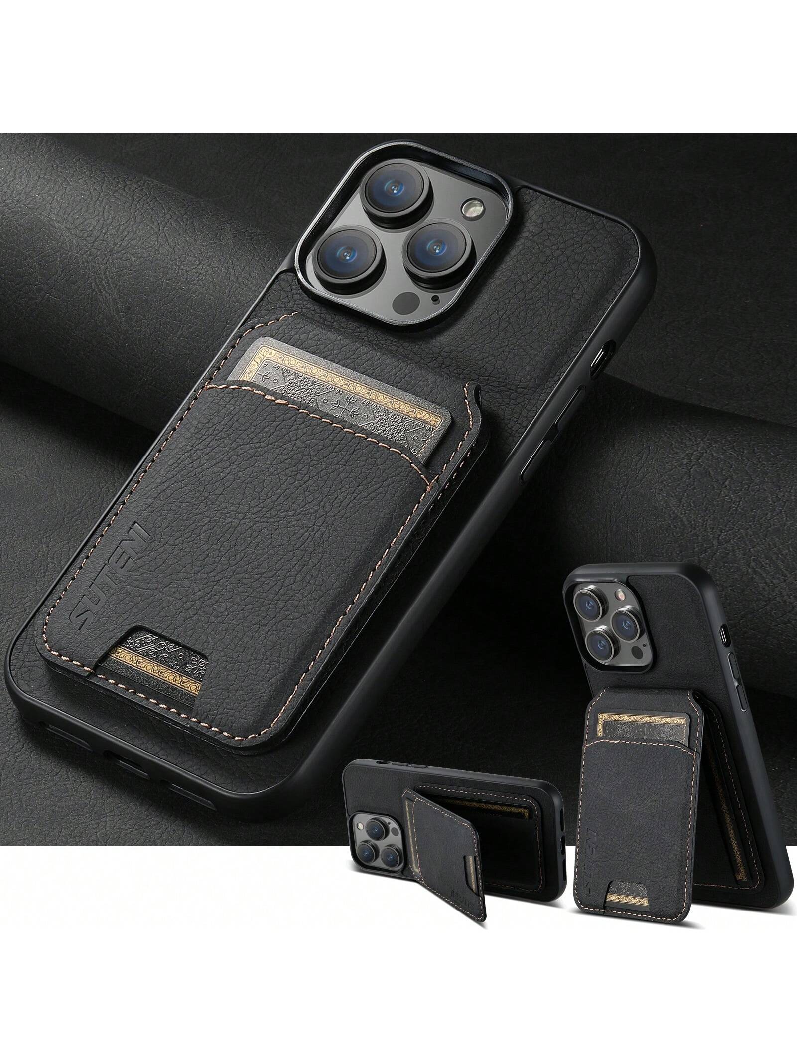 Men PU Leather Stand Phone Case Card Holder Wallet Phone Case Compatible With Apple/Samsung / Pixel/ Huawei/Honor/Xiaomi /IPhone/Brown