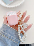 Pink 1pc New Flower Pendant With Cute White Flower And Letter Detail Beads For Airpods 1/2/Airpods Pro Earphone Case