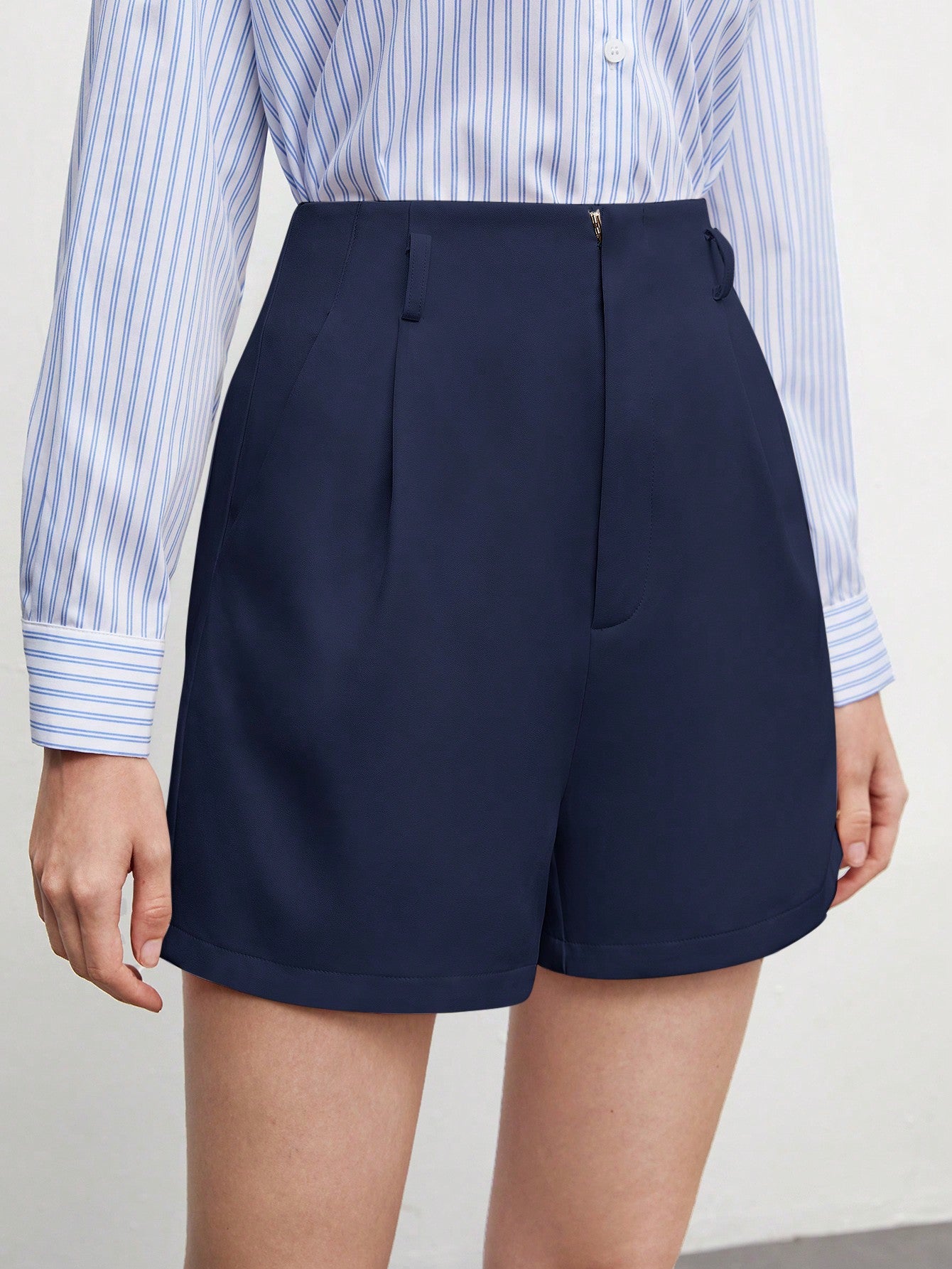 BIZwear Fold Pleated Solid Shorts Workwear
