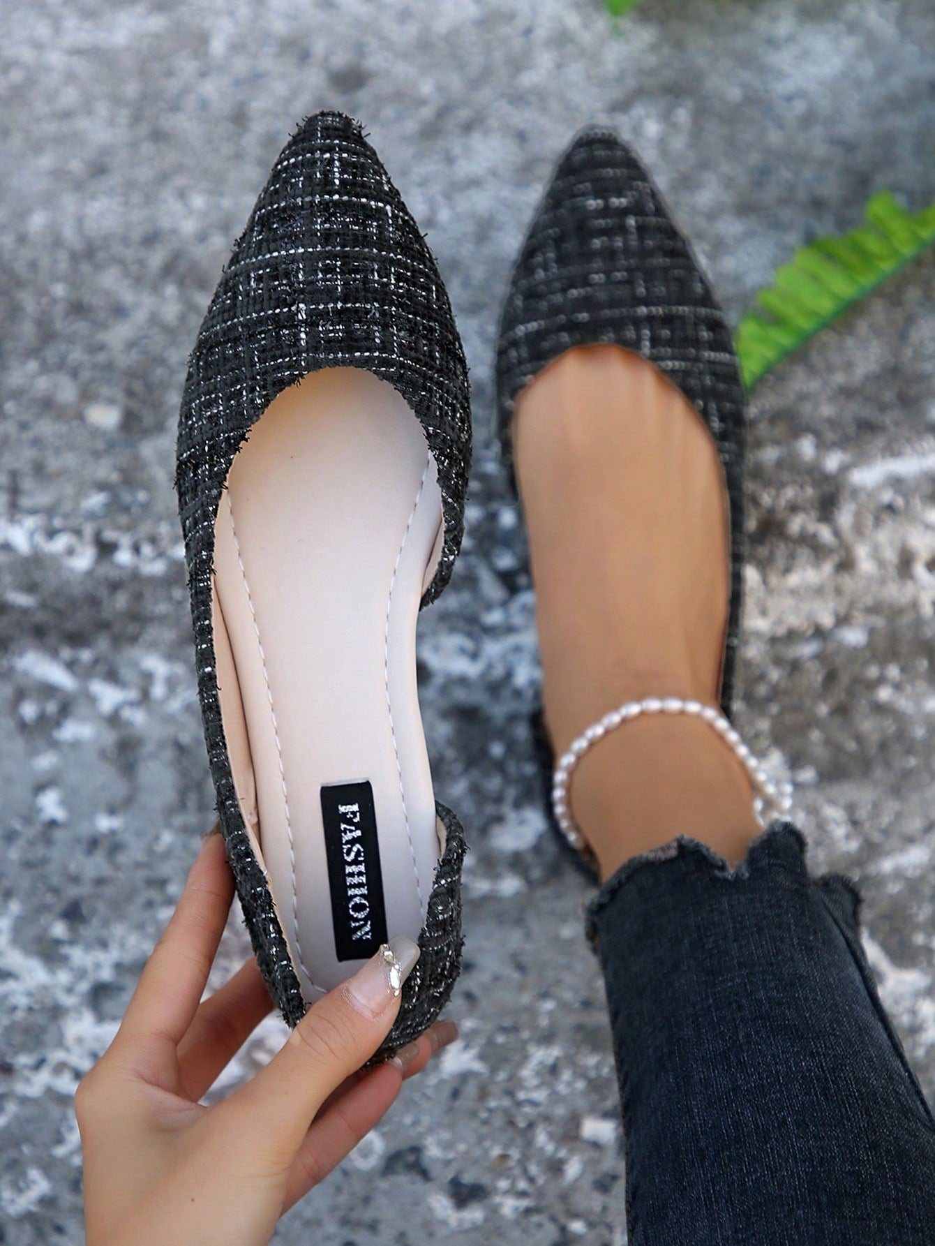 Fashionable Colored Women's Spring & Autumn Pointed Toe Slip-On Flat Shoes, Breathable & Comfortable Hollow-Out Shoes For Work, Parties, Shopping, Students, And Elegant Style
