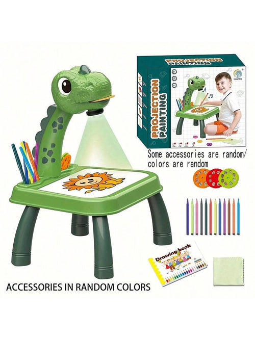 1pc Children's Projection Drawing Board With A Yellow Horse-Shaped Support, Electric Music Erasable Painting Board, Educational Toy For Toddlers' Early Learning