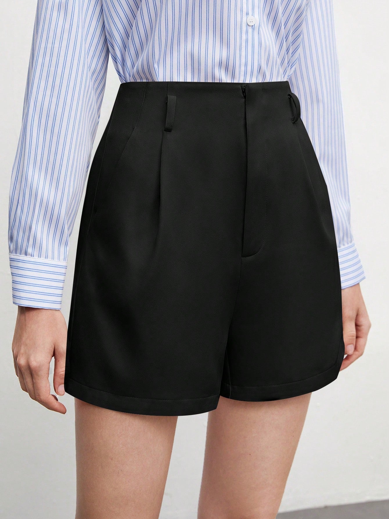 BIZwear Fold Pleated Solid Shorts Workwear