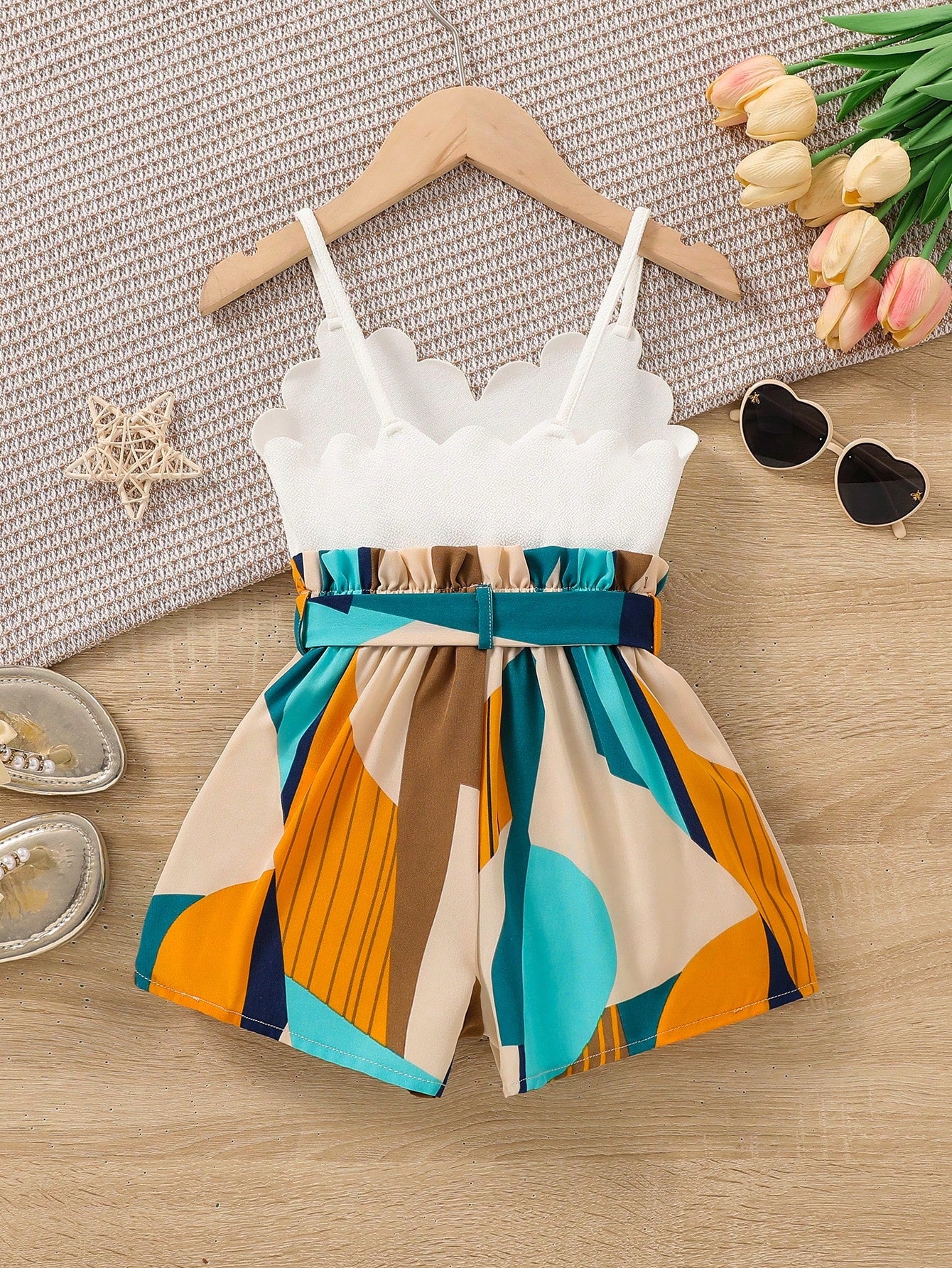 Young Girl'S Casual Spring/Summer Overall Shorts With Suspended Straps