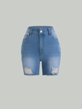 Retrotrend Kids Teen Girl's New Casual Fashion Distressed Denim Shorts With Washed Effect
