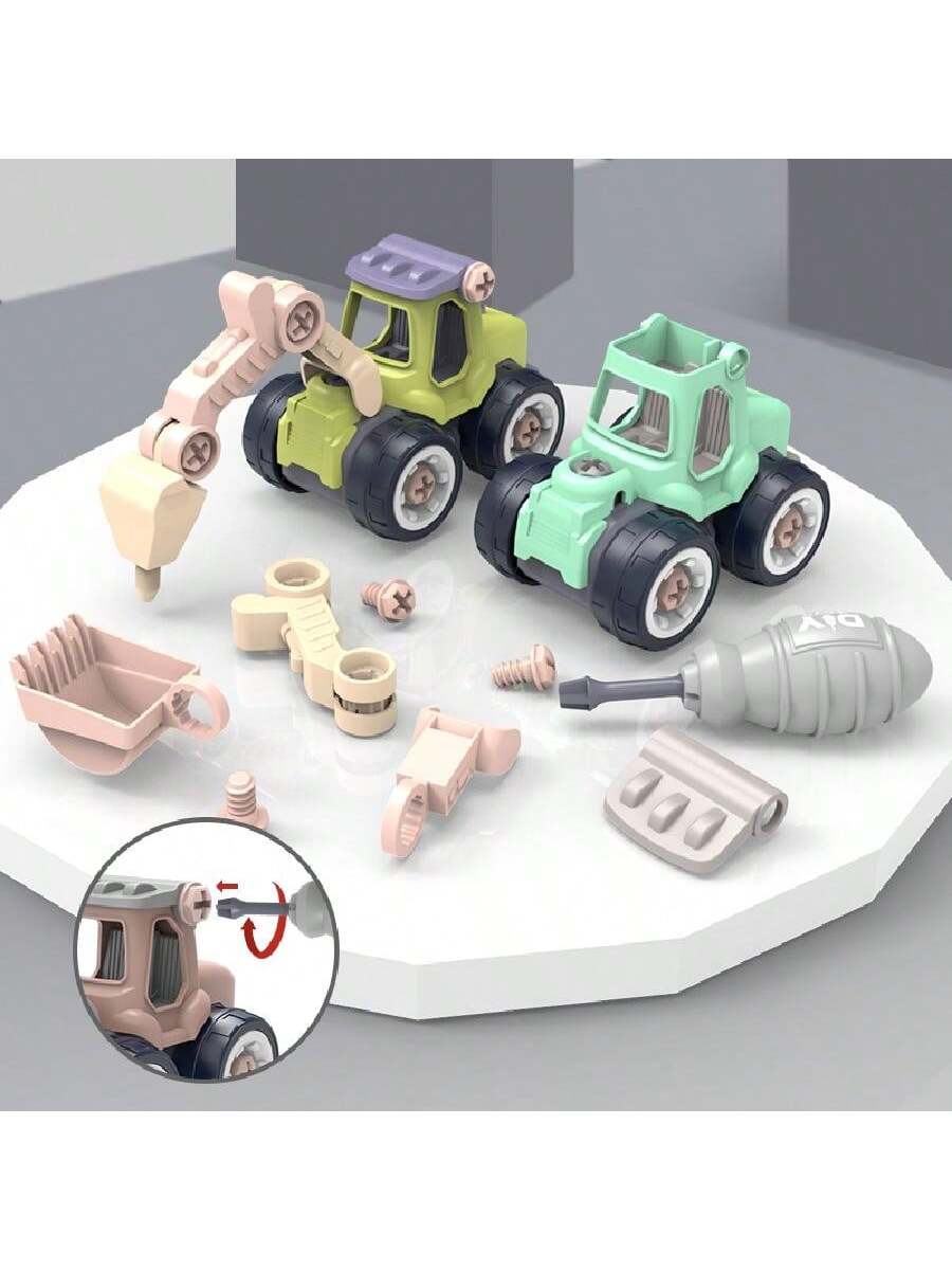 Children's Disassembly And Assembly Engineering Vehicle Assembly Puzzle Excavator Screw Disassembly Toy For Boys (Random Color)