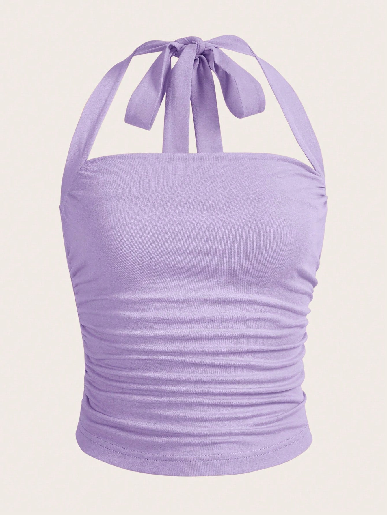 Summer Outfits Solid Ruched Halter Top