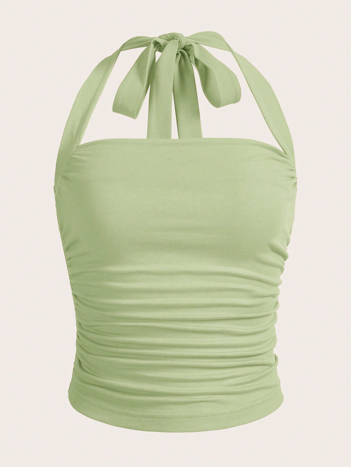 Summer Outfits Solid Ruched Halter Top