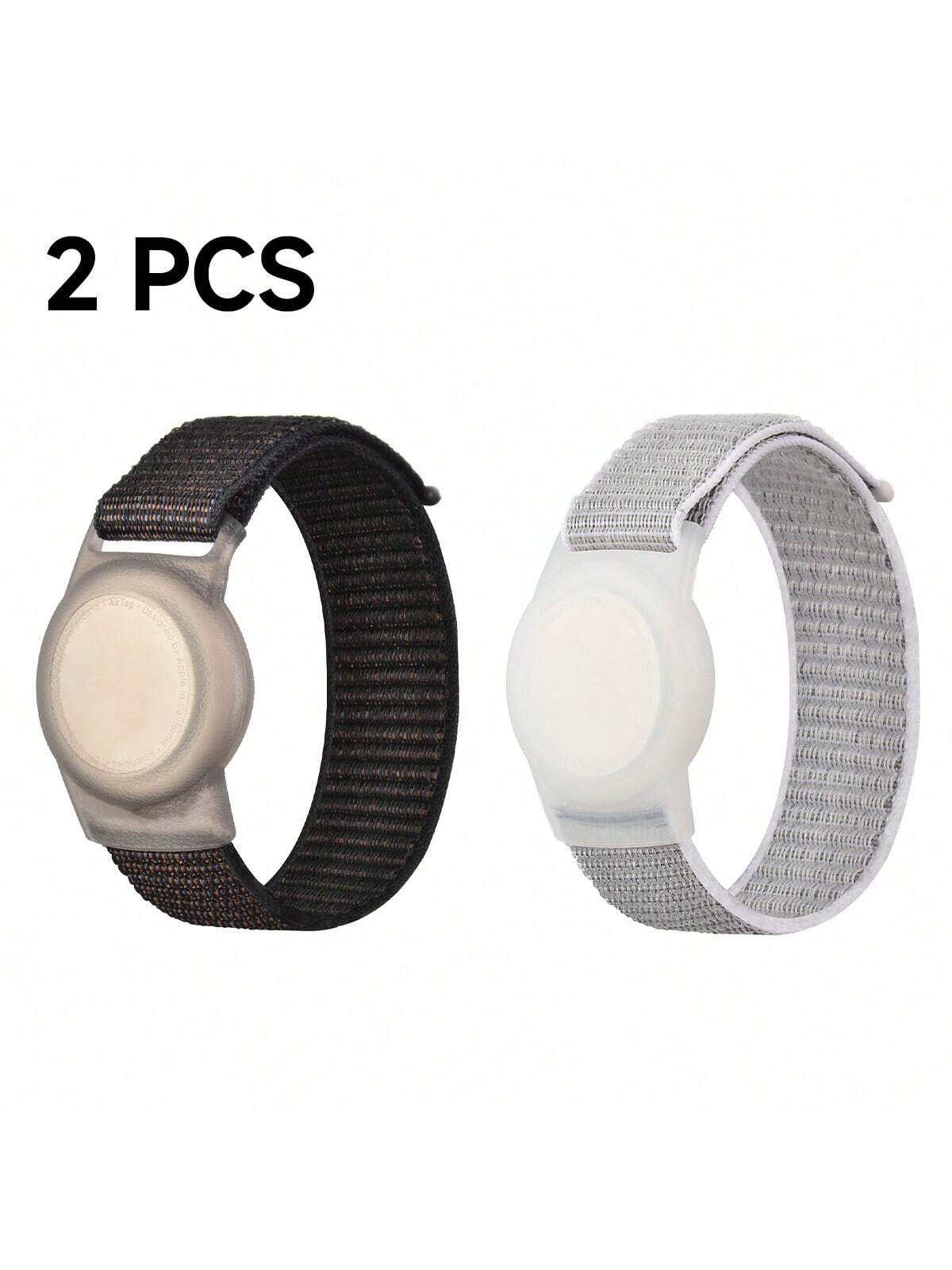 Compatible With Apple AirTag Bracelet For Kids, 2 Packs Nylon GPS Tracker Holder Protective Case Air Tag Wristband With Adjustable Hook & Loop Watch Band For Toddlers Girls Boys Elders,Rainbow Colours