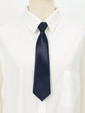 1pc Unisex Navy Blue Fashionable Simple Tie With Elastic Band, Suitable For School, Daily Wear, Performance, Party, Back To School Events And Festival Gifts