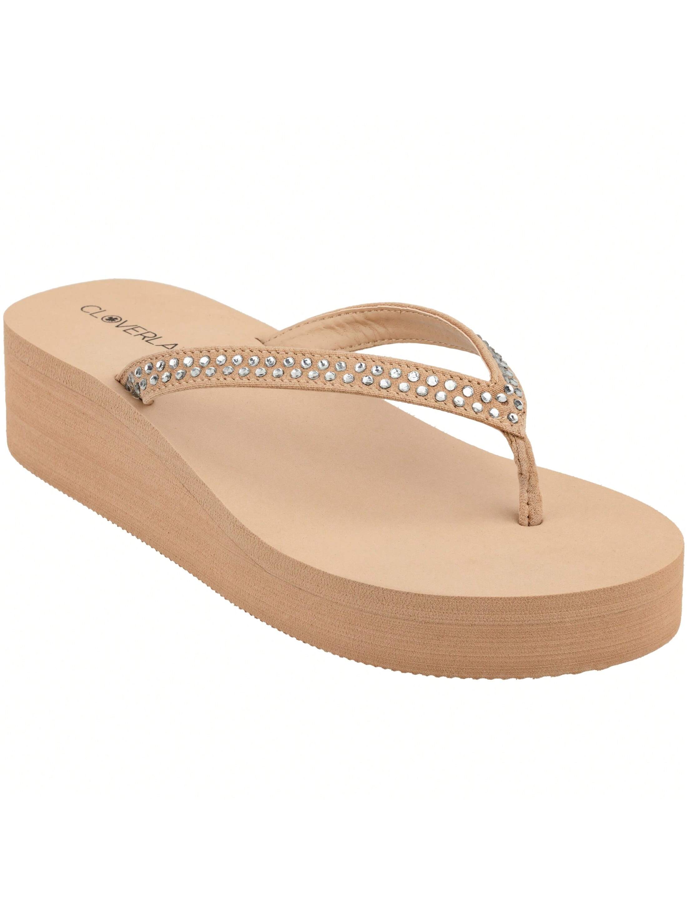 Women Rhinestone Decor Flip Flops Glamorous Summer Flip Flops Toe Post Vacation Fashion Black Flip Flops Summer Fashion Sandals