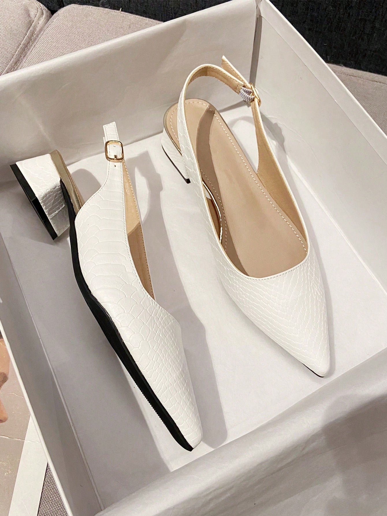 Women Metallic Point Toe Flats, Glamorous Silver Slingback Flats