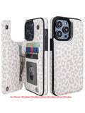 Case Wallet With Card Holder Compatible With IPhone 12ProMax/13ProMax//14Plus/14ProMax/15Plus/15ProMax , Back Flip Folio PU Leather Kickstand Card Slots Case For Women Girls, Double Magnetic Clasp Shockproof Cover White Leopard