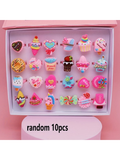 10pcs/Set Colorful Cartoon Cake Shaped Children Rings - Perfect Party Favor And Gift For Daughter And Granddaughter, No Box Included