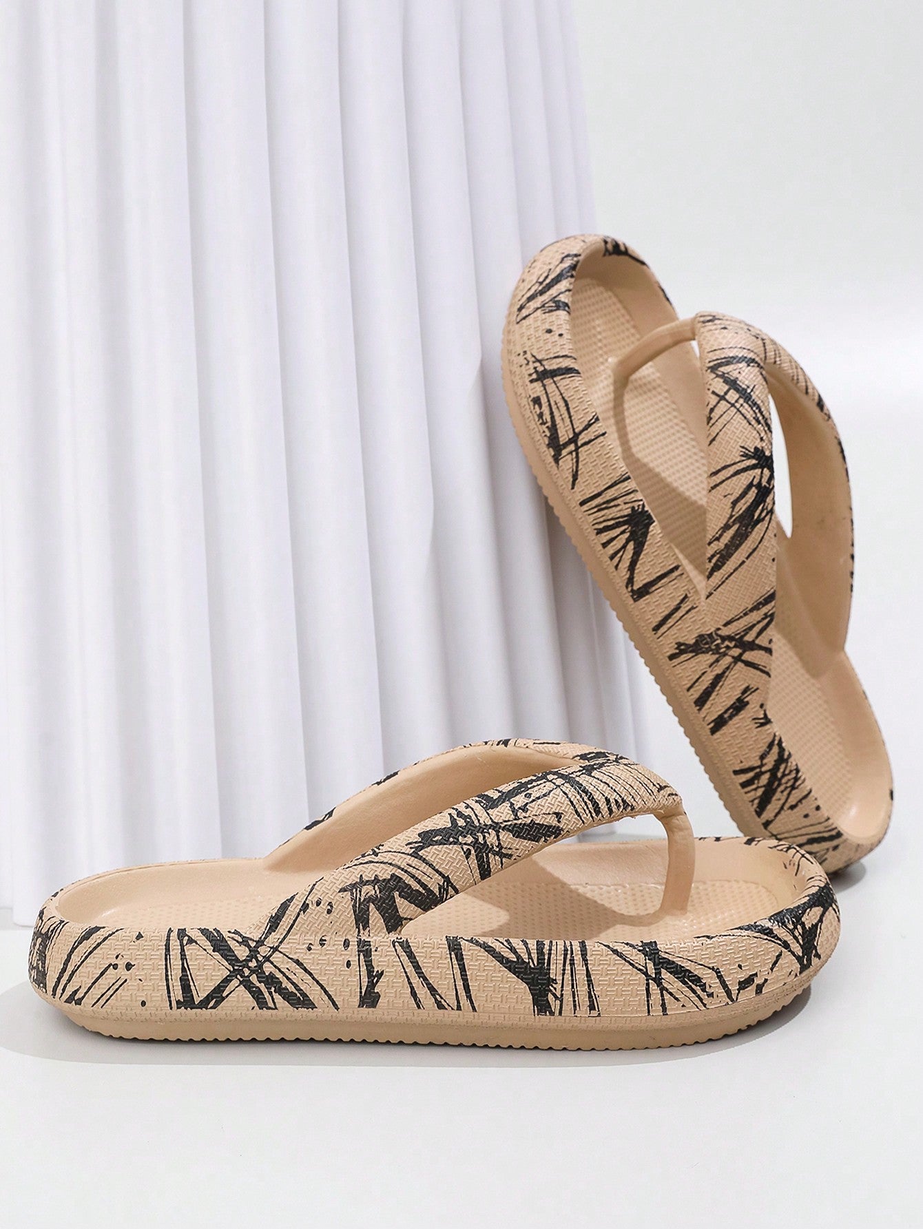 Summer Ladies" Thick Soft Bottom EVA Molded One-Piece Solid Color Roman Sandals, Slip-Resistant Beach Resort Comfortable Casual Slippers