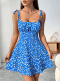 Small Floral Printed Empire Waist Strappy Sundress