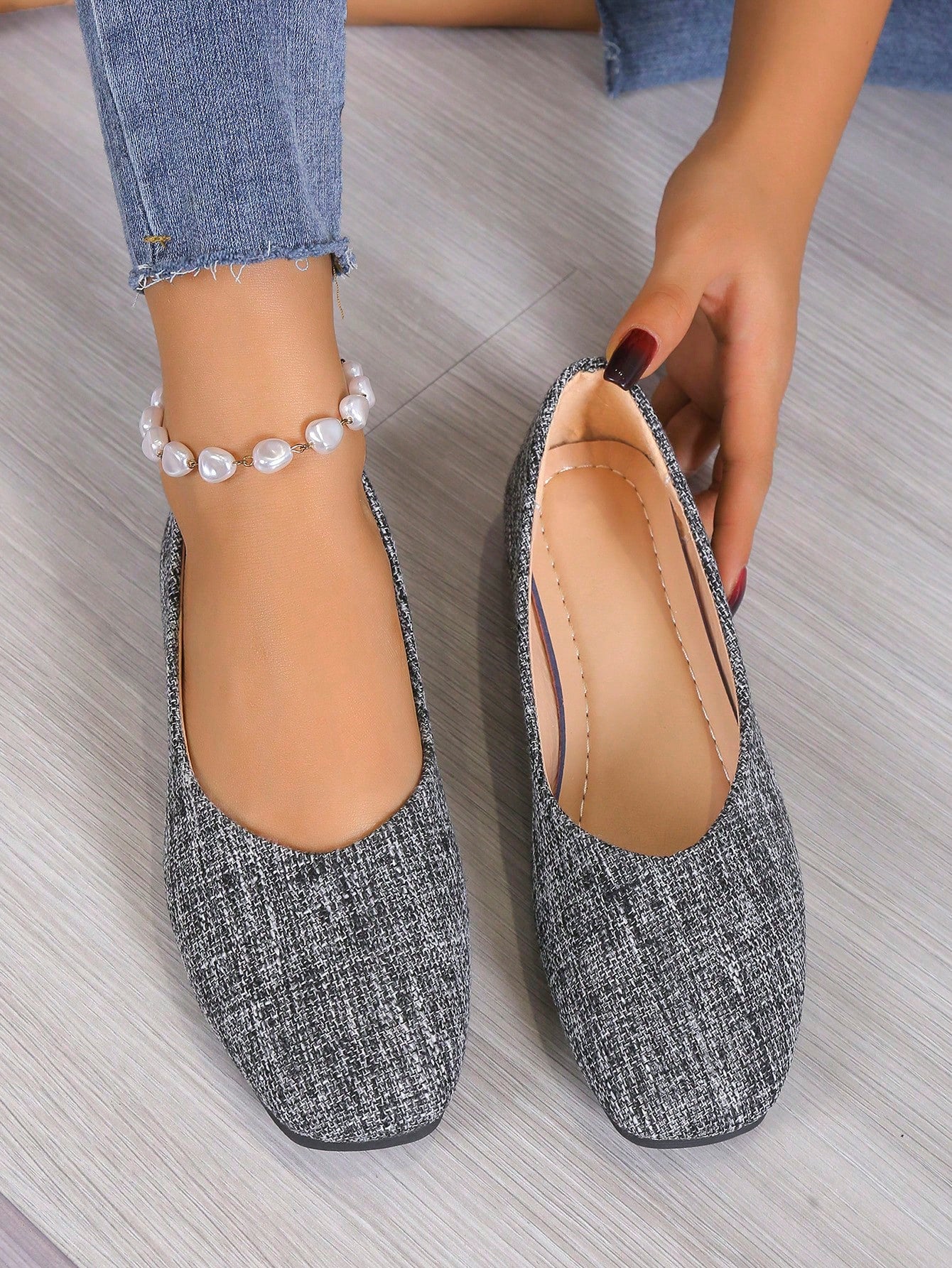 Women's Mary Jane Flats Work Shoes Casual Walking Shoes, White