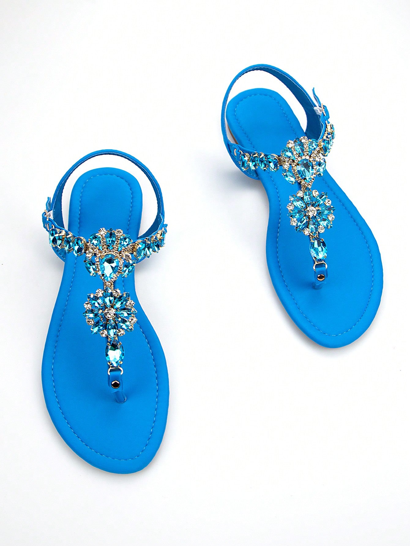 Ladies' Gorgeous Rhinestone Decorated Pink Lycra Fabric Toe-Clip Ankle Strap Round Toe Comfortable Flat Sandals For Daily & Party Wear