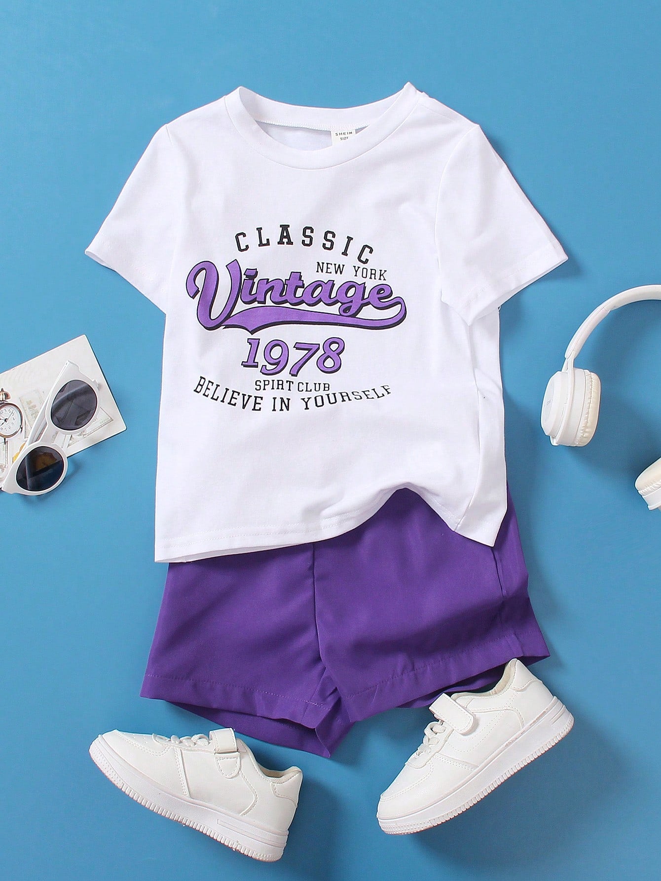 2pcs/Set Young Boys' Casual Letter Print Crew Neck Short Sleeve T-Shirt And Loose Shorts Set, Slogan Graphic, Color Block Design, Suitable For Spring Autumn, Sports, Casual, Daily Wear, Travel, School, Outdoor