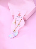 1pc Zinc Alloy Colorful Butterfly And Flower Shaped Pendant Anklet With Dripping Oil Effect And Gold Tone Iron Chain, Lovely Jewelry For Little Girls To Wear In Holiday Season