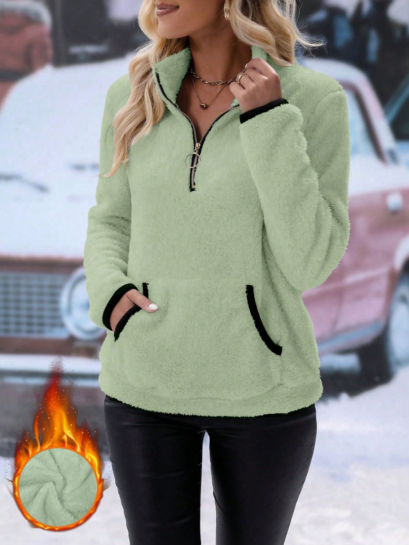 Women's Half Zip Plush Sweatshirt