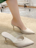 Women's High-Heeled Open-Toe Sandals With Fairy Style, Fashionable And Sweet For Spring And Summer, Pointed Toe Fine Heel Half Slippers For Casual Wear