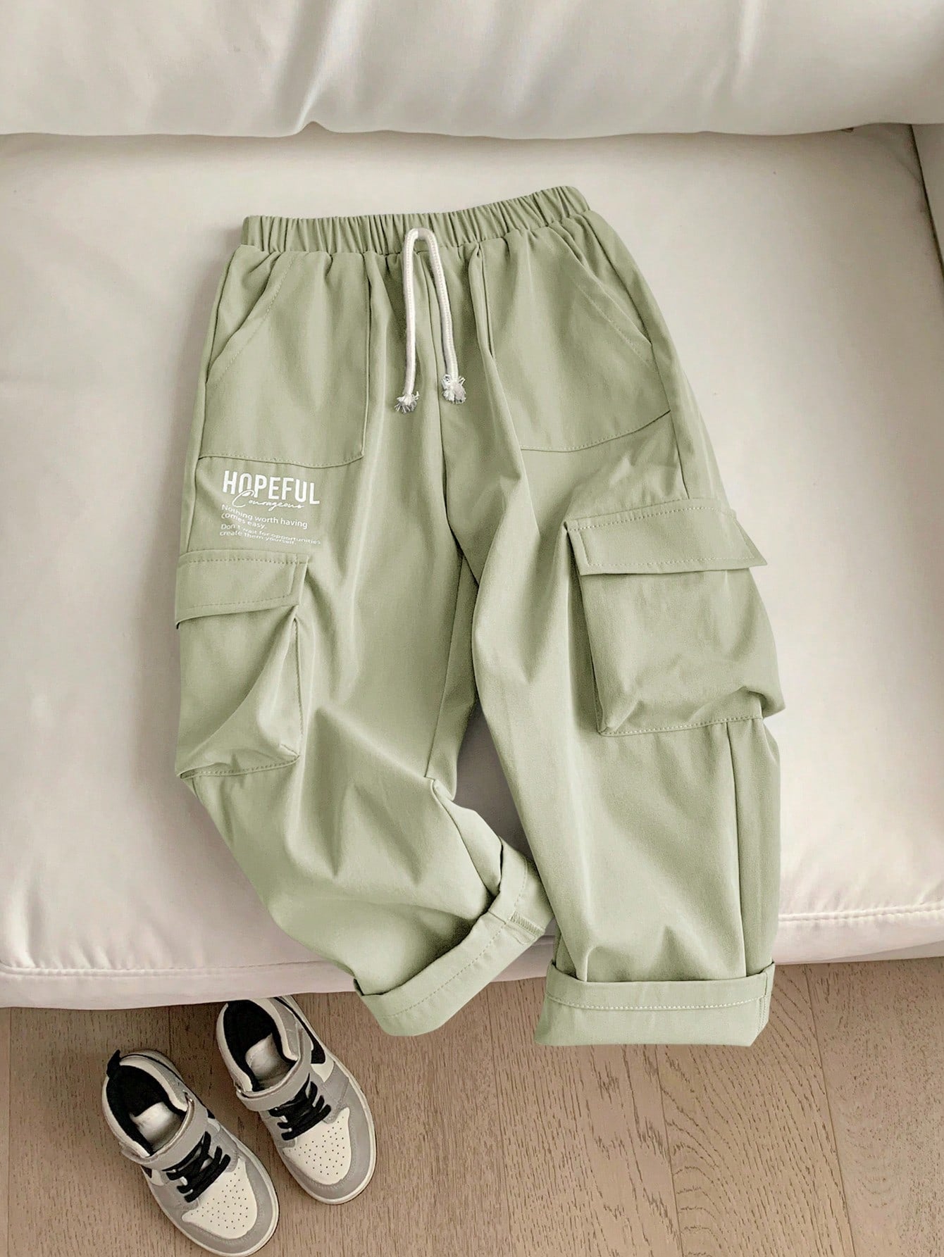 1pc Young Boy's Loose-Fit Sweatpants With 3d Pockets, English Print, For Daily Wear, School, Sports, Travel, Outdoor, Spring/Summer
