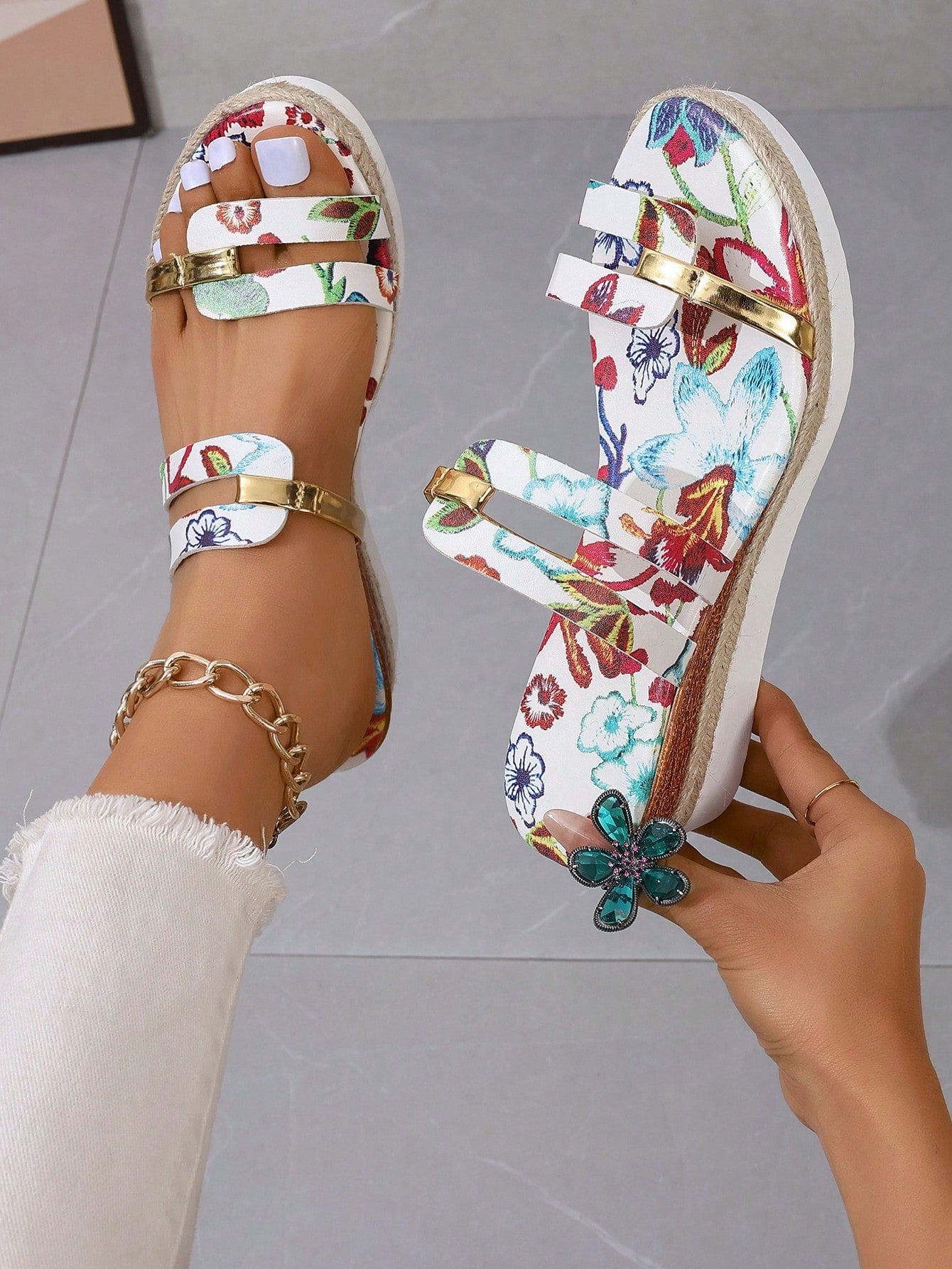 Women's Orange Fashion Plus Size Round Toe Colorblock Platform Wedge Sandals