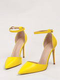 European & American Style Fashionable High Heel, Thin Heel, Shallow Mouth, Pointed Toe, Hollow Out, Cross Strap Sandals For Women